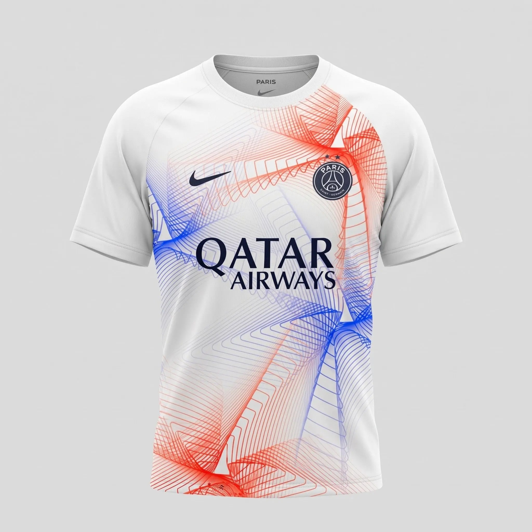 Maillot PSG Avant-Match Blanc Bleu Rouge 2026/27 Fábrica das Tailandesas