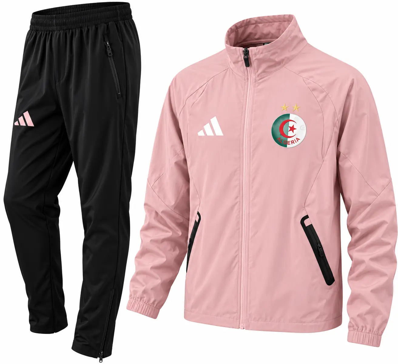 Kit Survêtement Coupe-Vent Algérie Rose et Noir 2026/27