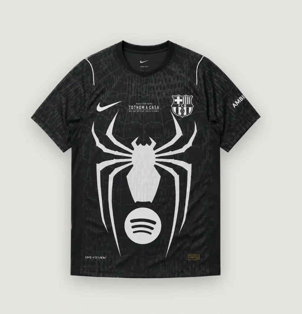 Maillot FC Barcelone X Spiderman 2026 Noir Fábrica das Tailandesas
