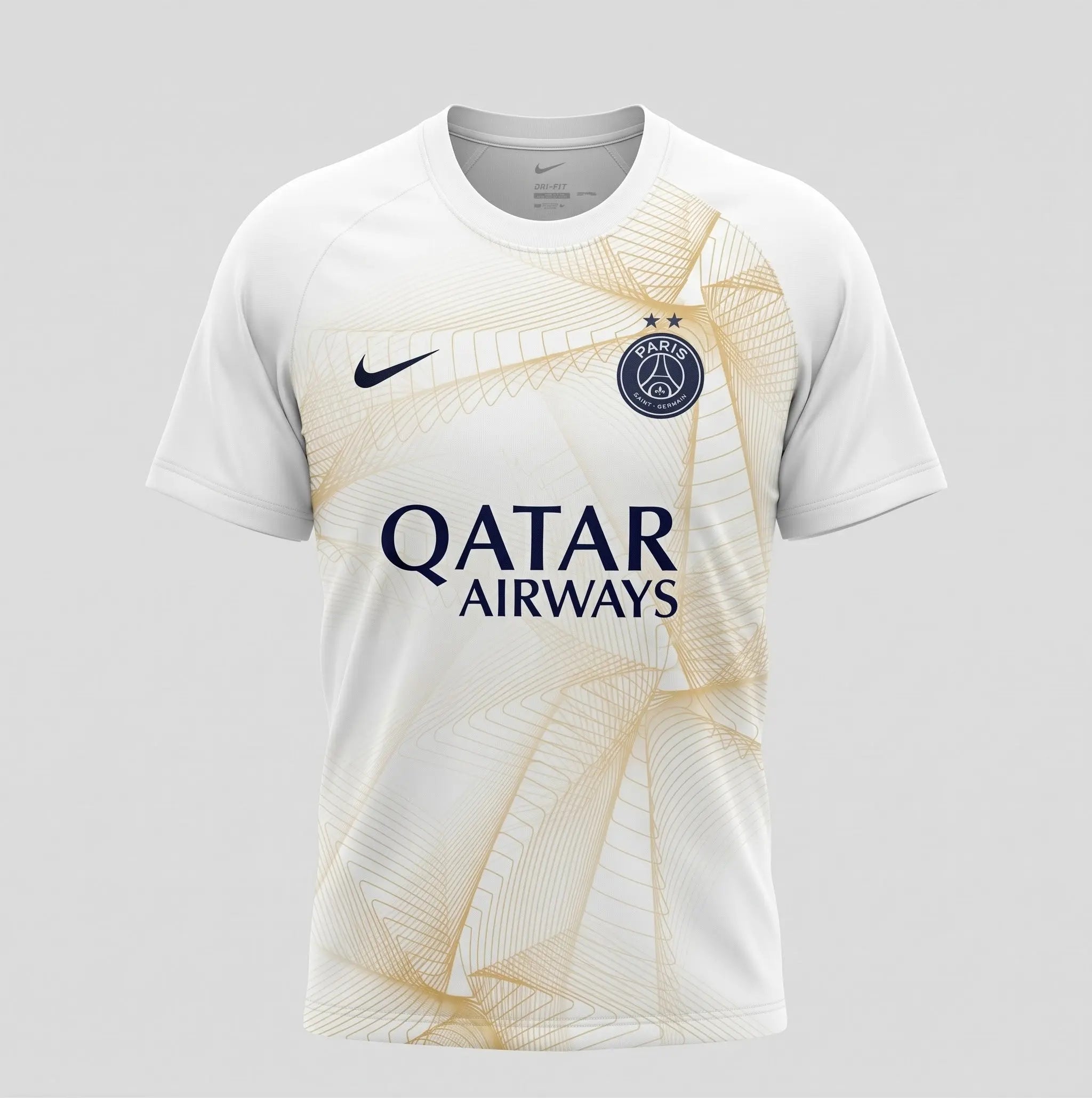 Maillot PSG Avant-Match Blanc et Or 2026/27 Fábrica das Tailandesas