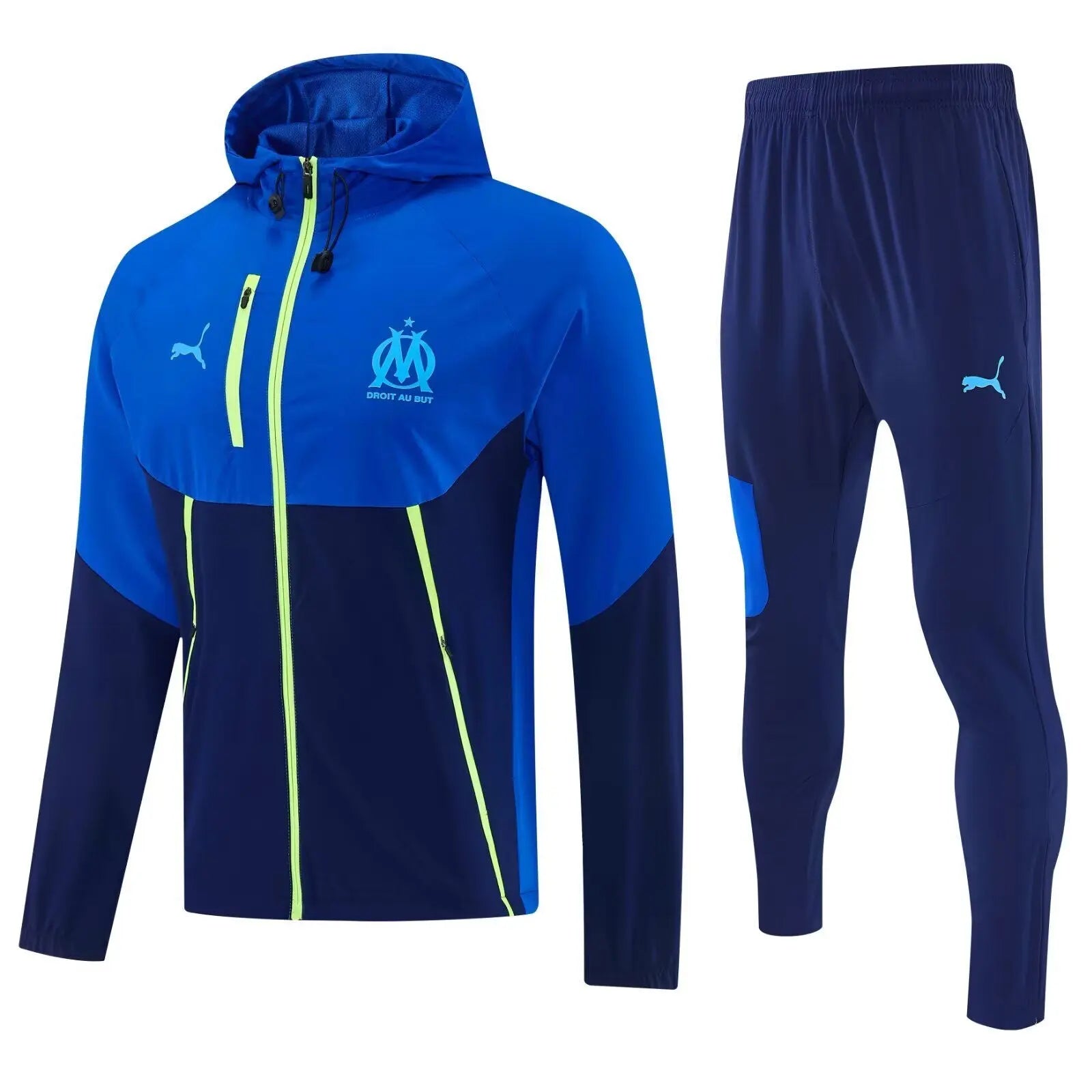 Kit Survêtement Coupe-Vent à Capuche OM Bleu et Marine