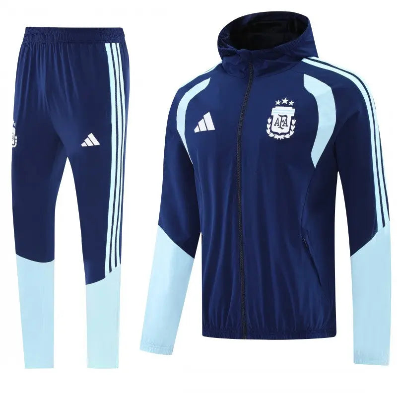 Kit Survêtement Coupe-Vent à Capuche Argentine Bleu Marine et Bleu Ciel 2026/27