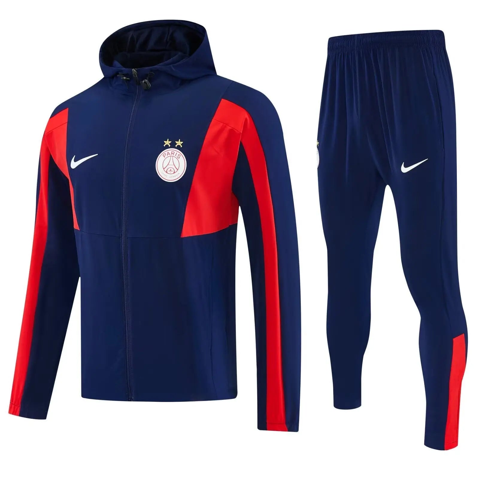 Kit Survêtement Coupe-Vent à Capuche PSG Bleu Marine et Rouge 2026/27