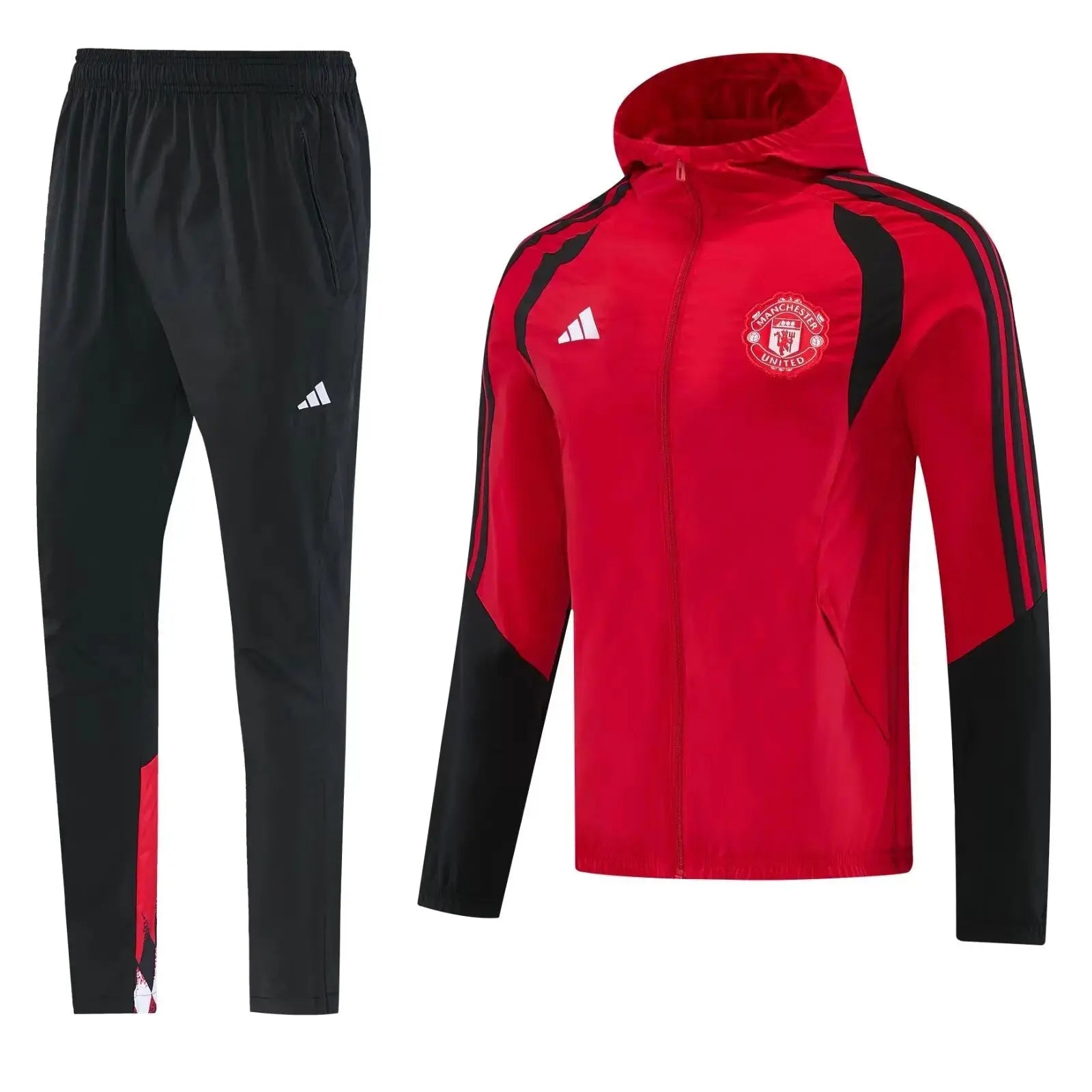 Kit Survêtement Coupe-Vent à Capuche Manchester United Rouge et Noir 2026/27
