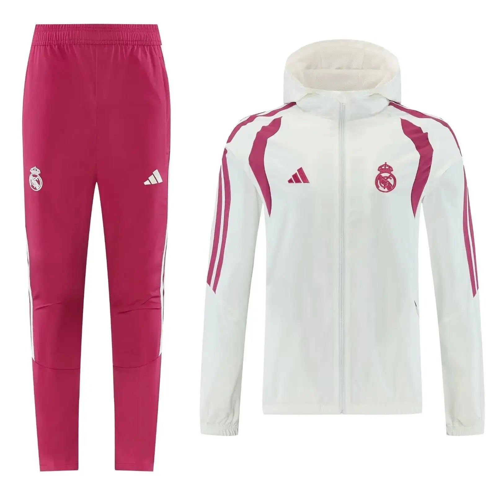Kit Survêtement Coupe-Vent à Capuche Real Madrid Blanc et Rose 2026/27