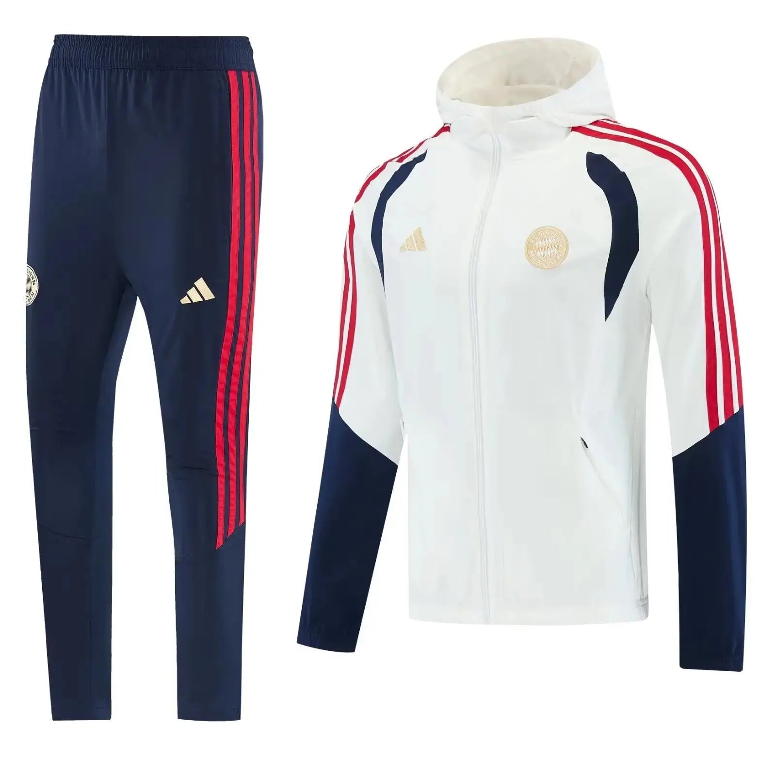 Kit Survêtement Coupe-Vent à Capuche Bayern Munich Blanc et Bleu Marine 2026/27