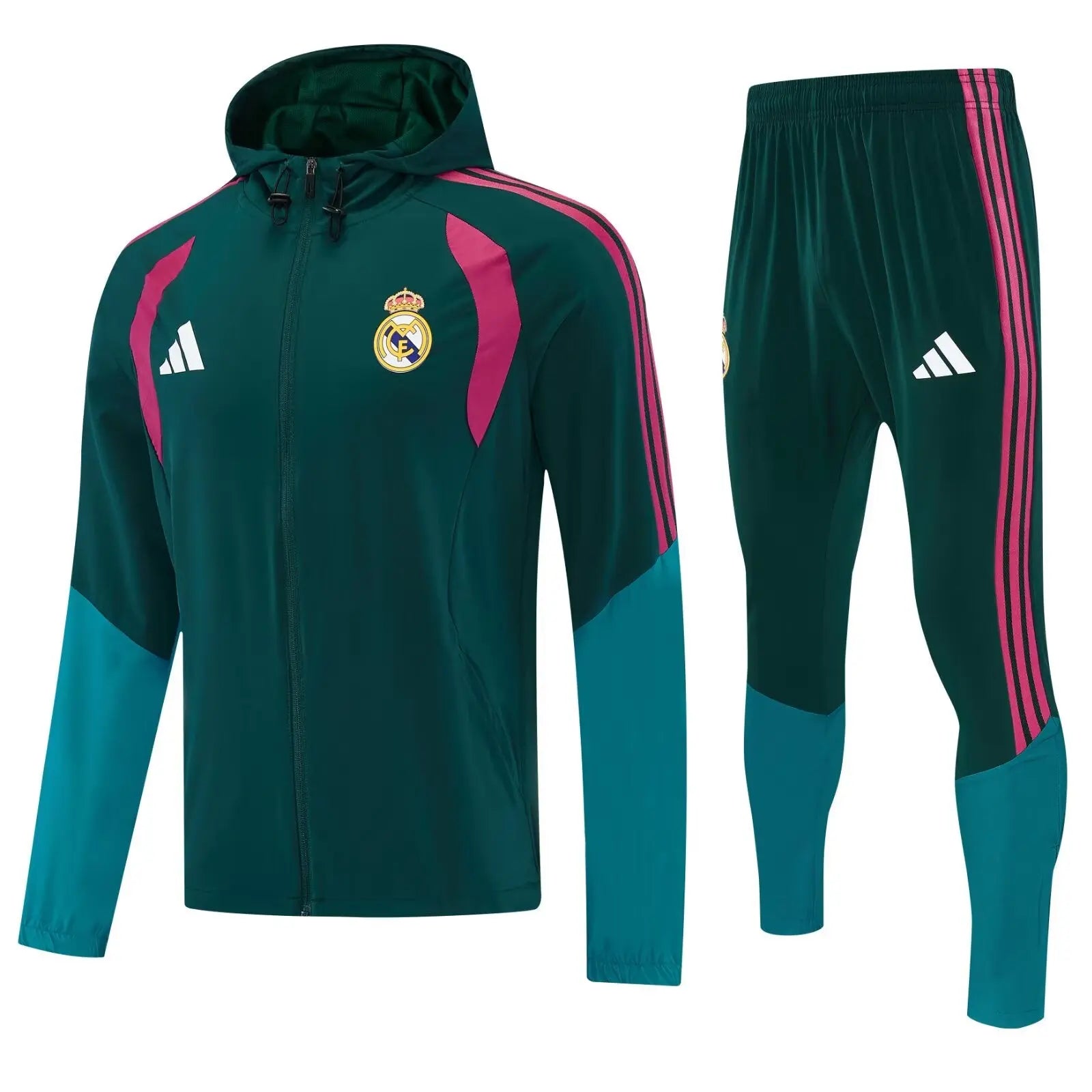 Kit Survêtement Coupe-Vent à Capuche Real Madrid Vert et Turquoise 2026/27