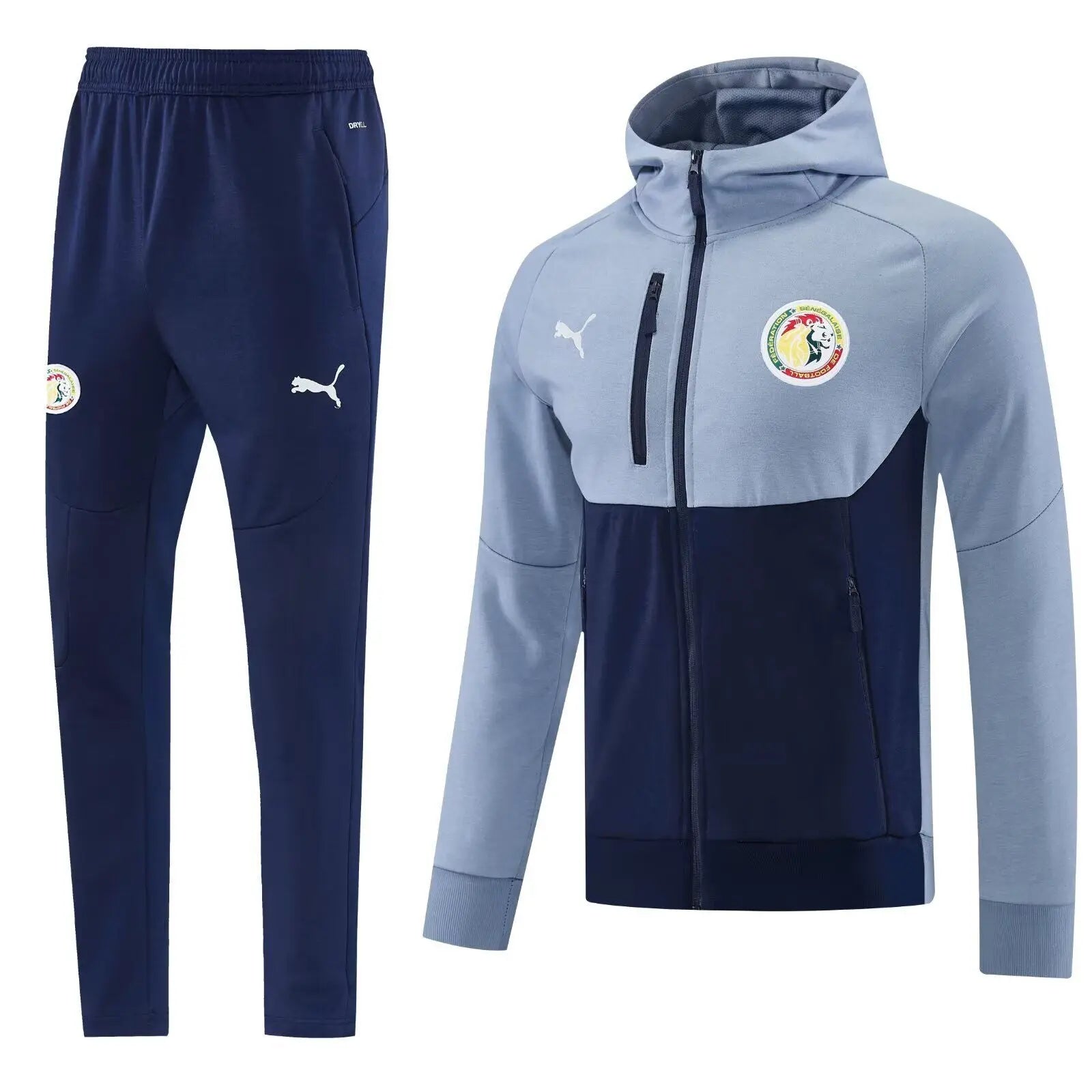 Kit Survêtement à Capuche Sénégal Bleu Ciel et Bleu Marine 2026/27